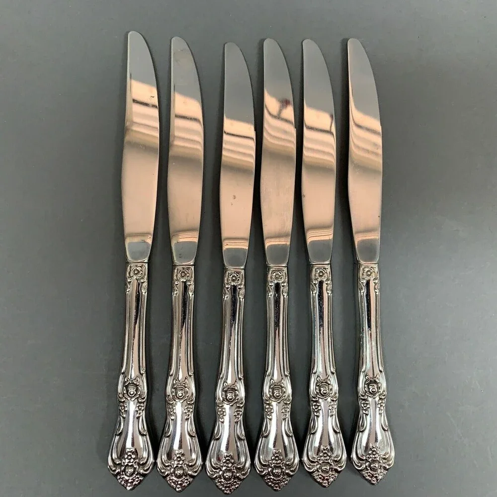 Knives Flowers Floral Stainless Steel USA Lot of 6